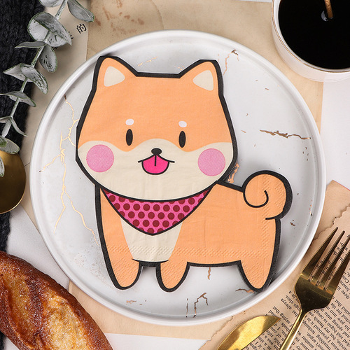 Manufacturer's new color dog printed napkins, facial tissues suitable for Western restaurants and bakeries
