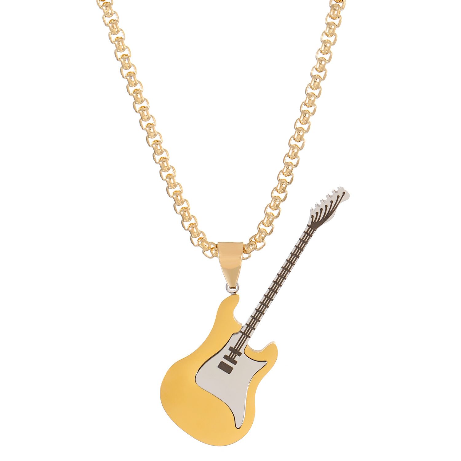 Collar de guitarra de acero de titanio, estilo punk, para hombre/mujer