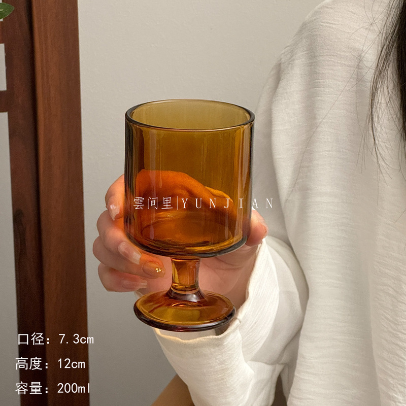 レトロな高見えインハイガラスカップ、アンティークスタイルのコーヒーカップ、ウォーターカップ、ドリンク、高級ジュースカップ、ヨーロピアンスタイル|undefined