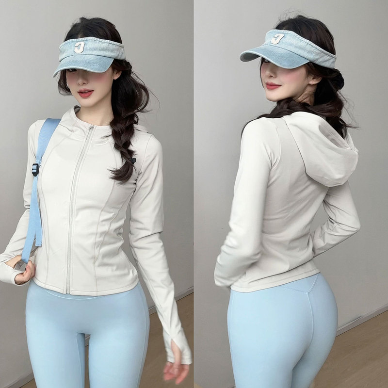 瑜珈服女2025秋季新款连帽运动外套修身显瘦长袖跑步训练健身上衣|undefined