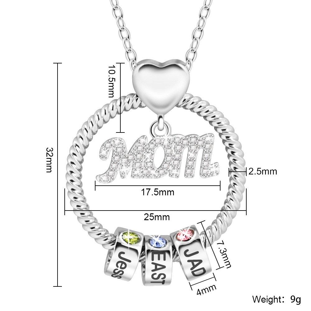 11g Weight Zircon Inlay Material Pendant Necklace Classification Holiday, Daily Occasion Fashion Letter Copper Beaded Inlaid Zircon Zircon Pendant Necklace