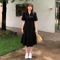 大码女装拉链长裙遮肉显瘦200斤胖mm梨形身材polo领连衣裙3089
