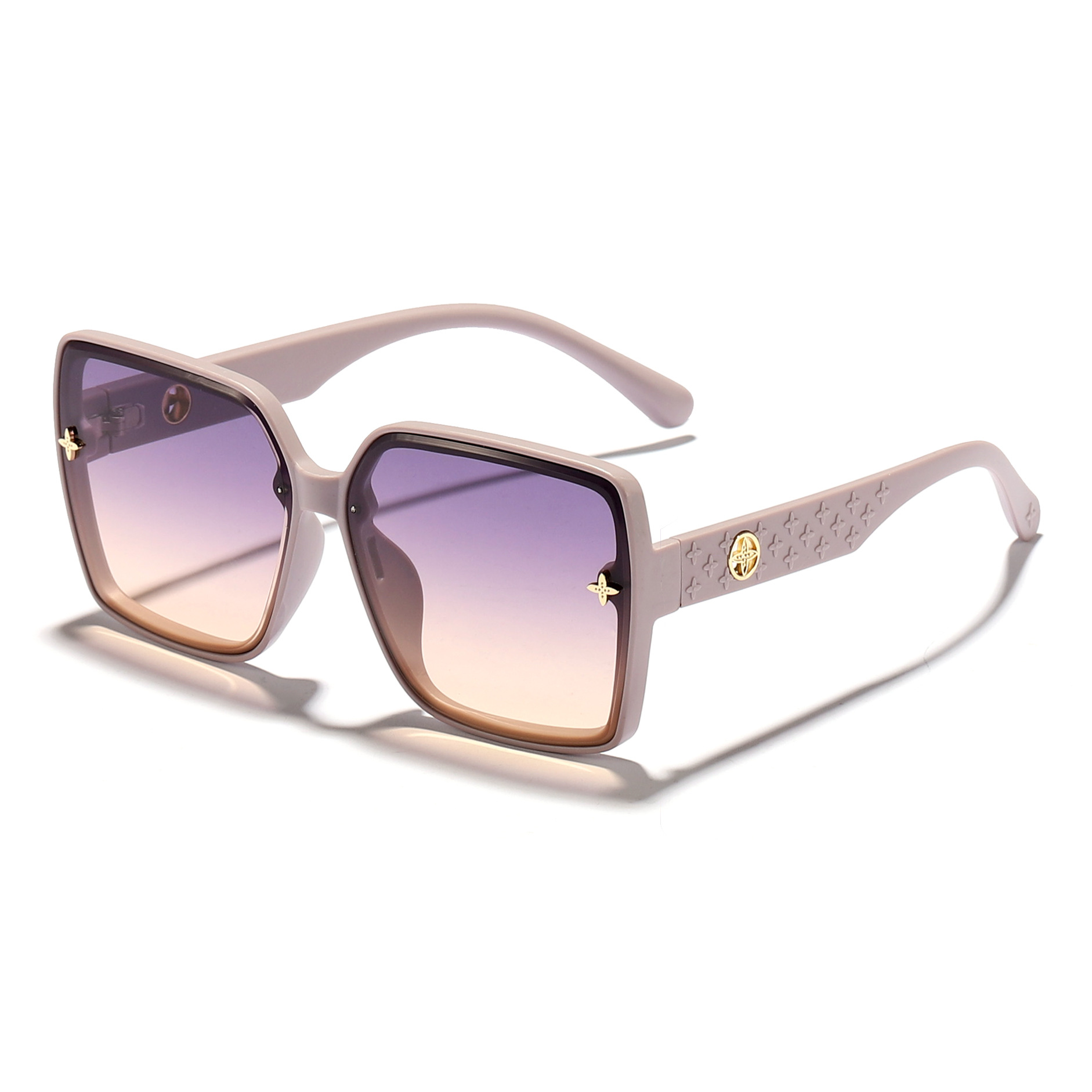 Nuevas gafas de sol de color degradado para mujer, marco generoso, patrón de pierna ancha, gafas de sol de alta gama simples, Douyin mismo estilo