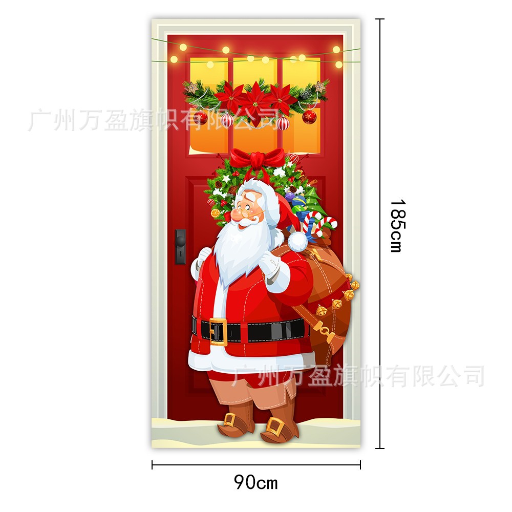 2025 nuevos productos de navidad cortina de bandera Santa Claus para ver la hoja de regalo decoración de tela colgante Bandera de bienvenida de Navidad