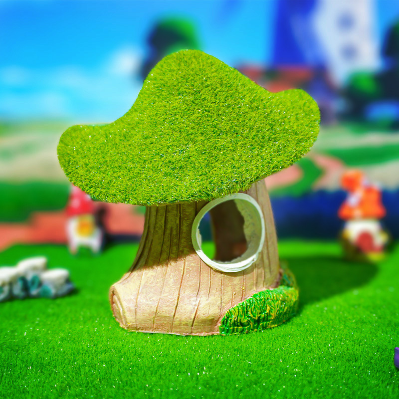 Adorno de Paisajismo para Pecera, Casa de Musgo Artificial para Esconderse, Decoración de Paisaje para Peces y Camarones de Acuario