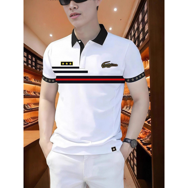 2025 New Cross-Border European and American Hot-Selling 3D Digital Printing Men's Fashion Casual Lapel Polo Shirts Polo Shirts