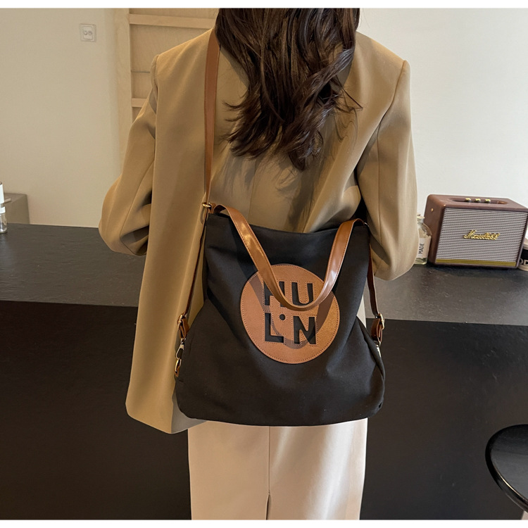 Korean letter printed multi-purpose cloth bag, 2024 new style, high-quality student backpack, commuting single-shoulder bag undefined