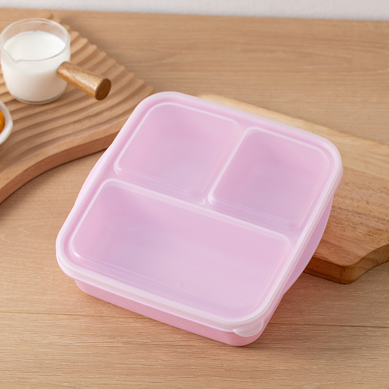 Caja de almuerzo de oficina sellada con caja de almuerzo para estudiantes tres particiones con cubierta caja de preservación fresca puede calentarse por microondas caja de almuerzo