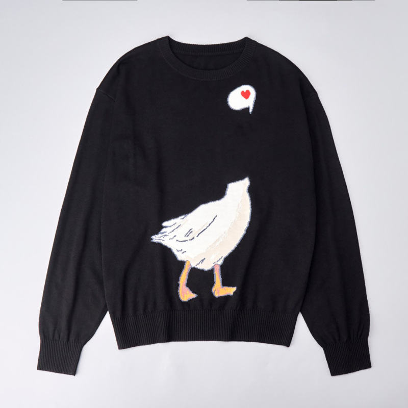 2025 Women's Big Goose Jacquard Thin Long-Sleeved Knitted Pullover