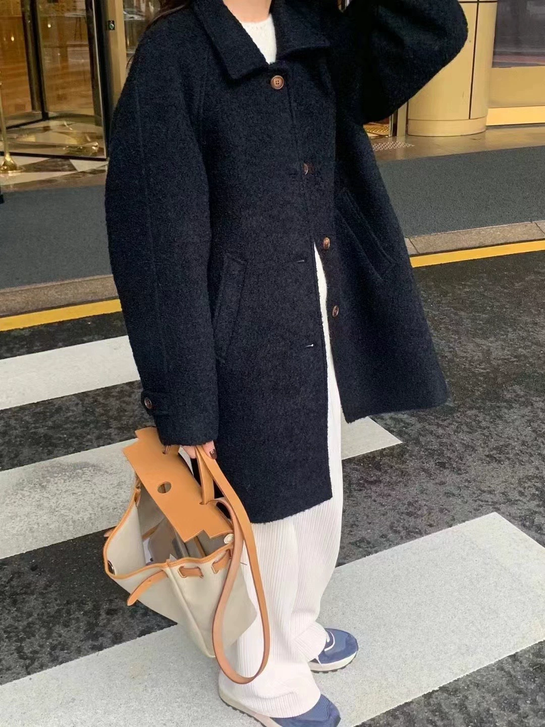 Brand retro long-sleeve, woolen coat, oversize