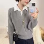 秋冬衬衫领小众显瘦毛衣