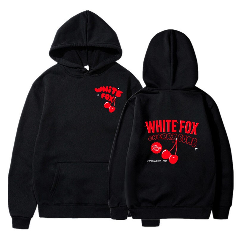 2024 Cross-Border New European and American Style White Fox Cherry European and American Style Hooded Sweatshirt Casual Sports Hooded Sweatshirt