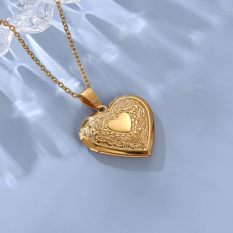 304 Stainless Steel Chain Material Romantic Heart Shape Stainless Steel Plating Pendant Necklace