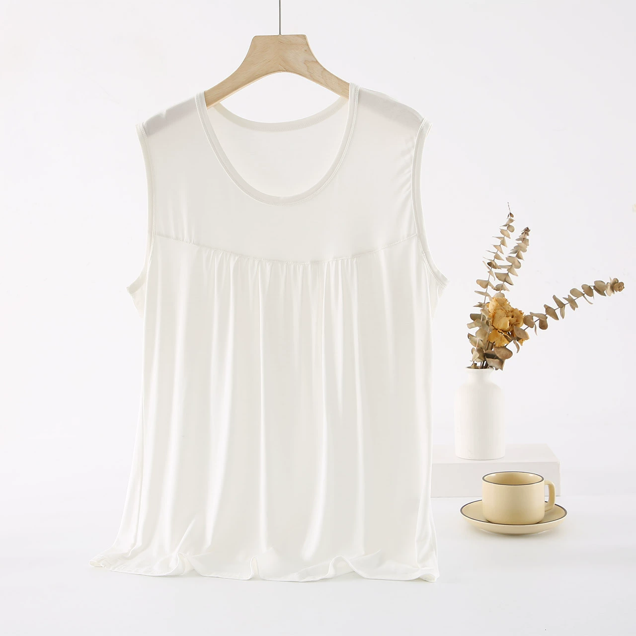 2023 Новый женский жилет из модала с круглым вырезом без нагрудника, однотонная основа, внутренний верх, партия Discovery