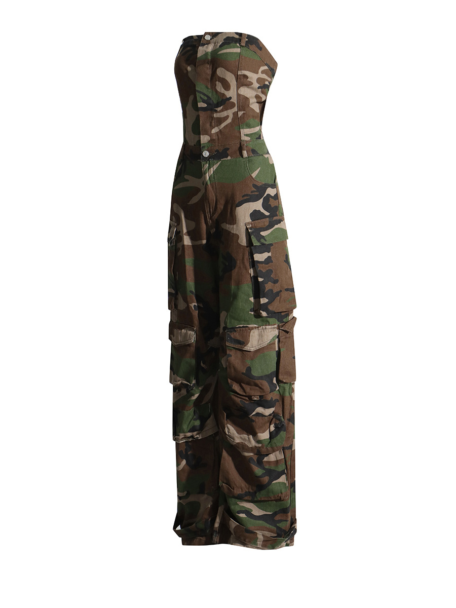 Mono de camuflaje de moda para mujer, nuevo estilo 2026, sin tirantes, ajustado, adelgazante, ropa de trabajo, pantalón largo informal