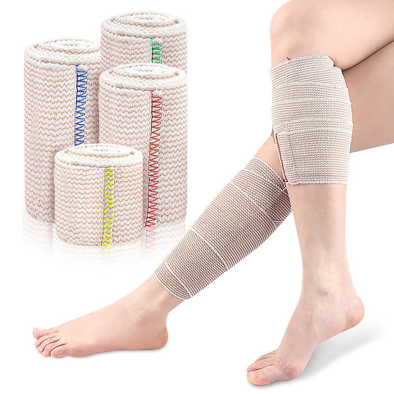 Cross-Border Hot Selling Herringbone Striped Elastic Bandage Sports Pressurized Fixed Magic Paste Breathable Cotton Gauze Bandage in Stock
