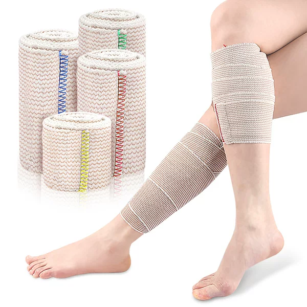 Cross-Border Hot Selling Herringbone Striped Elastic Bandage Sports Pressurized Fixed Magic Paste Breathable Cotton Gauze Bandage in Stock