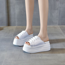 2025年新款凉拖增高9ＣＭ优质牛皮一字拖时尚简约休闲百搭厚底拖