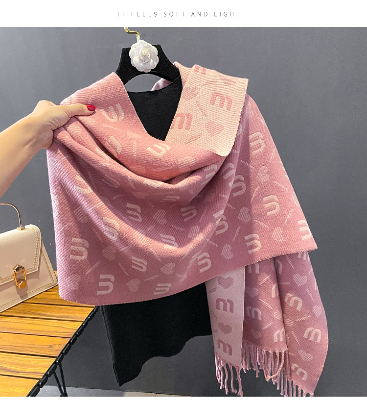 Nuova sciarpa in cashmere per donna in autunno e inverno, stile coreano abbinato, sciarpa bifacciale a griglia M, scialle alla moda, semplice, caldo e spesso_voghion.com