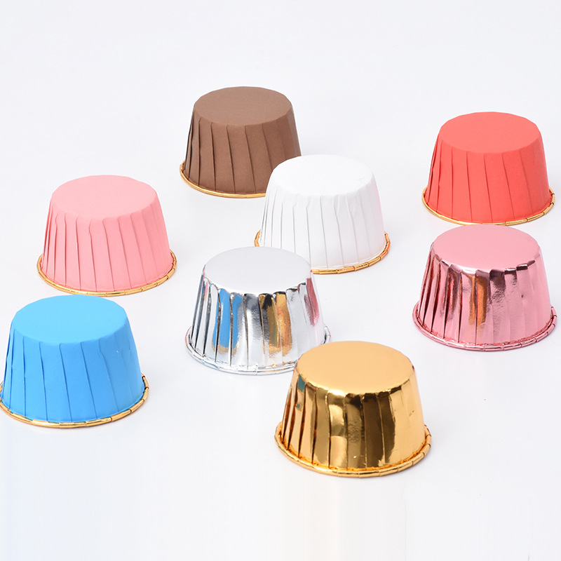 Alimentos doble oro plata taza de la torta recubierto rollo taza media alta temperatura resistente para hornear taza muffin Cup titular curling desechable