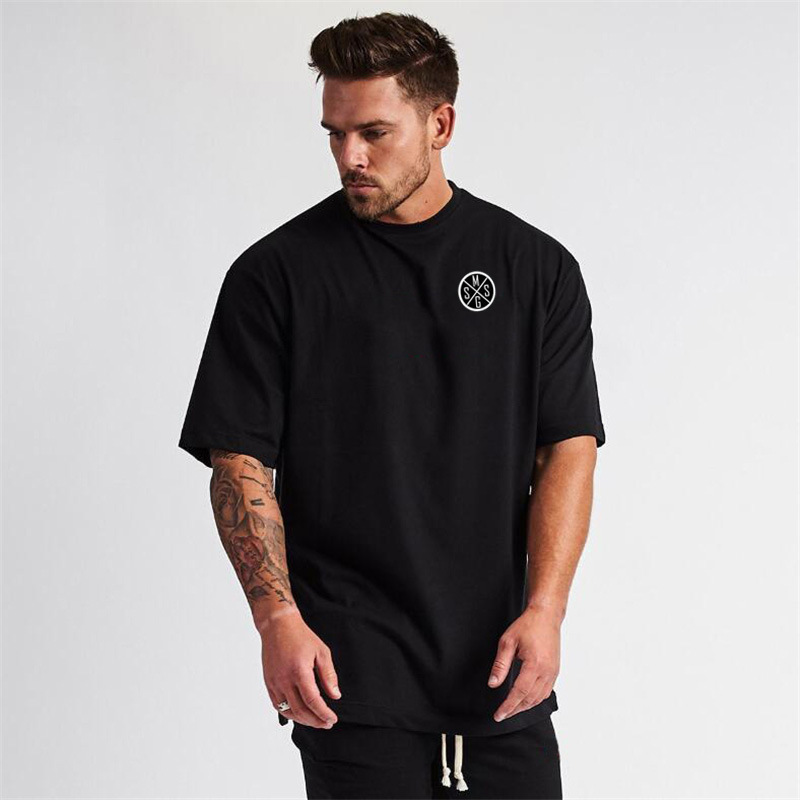 2025 New Heavyweight Pure Cotton Men's Short-Sleeved Fitness Round Neck Loose Training T-Shirt American Printed Sports Half-Sleeve Top 2025 New Heavyweight Pure Cotton Men's Short-Sleeved Fitness Round Neck Loose Training T-Shirt American Printed Sports Half-Sleeve Top