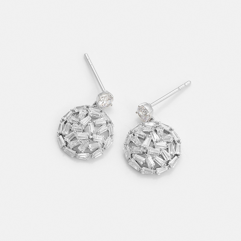 Xuping simple inswind gemas artificiales geométricas aretes de brida redondas de aleación de cobre chapado orejas blancas para mujeres