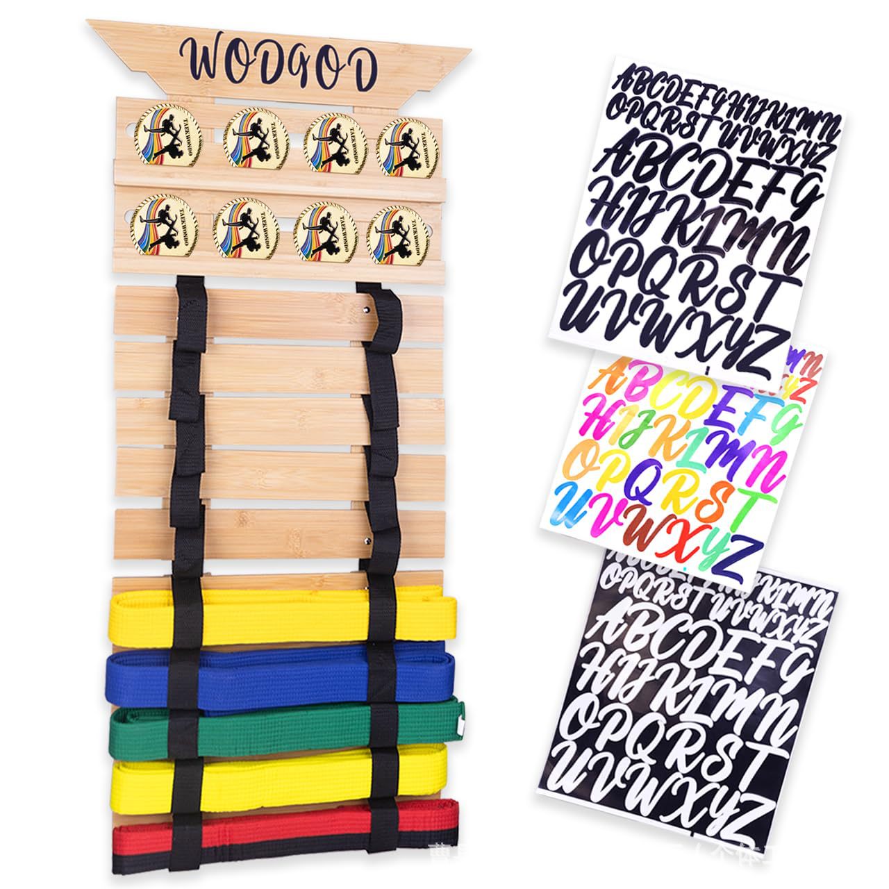 Wooden Karate Belt Display Rack Wall-mounted Medal Wushu Belt Collection Rack Belt Bracket