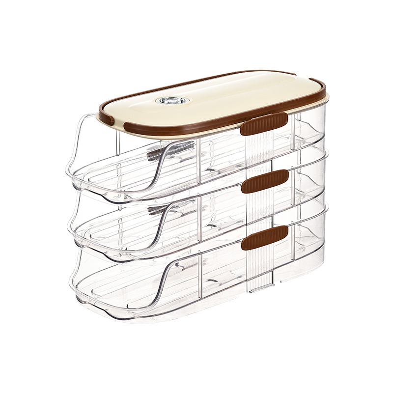 Estante de almacenamiento de huevos portátiles transfronterizos especial para refrigerador puerta lateral de almacenamiento de huevos rodantes automáticos multicapa de grado alimenticio
