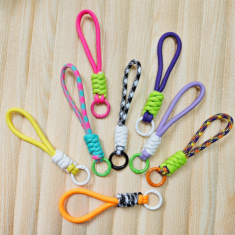 Color matching knotted mobile phone lanyard creative short lanyard keychain lanyard ring removable anti-loss rope 12CM