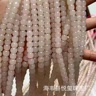 和田玉老藕粉老型珠佛珠玉石多圈毛衣链手串6*7配件DIY经典款批发