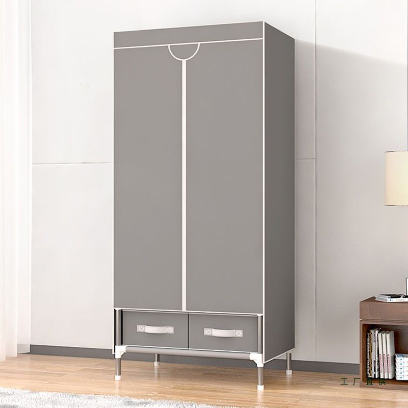 Simple Wardrobe for Home Bedroom Rental Single Cloth Wardrobe Sturdy and Durable Small Apartment Dustproof Storage Hanging Wardrobe