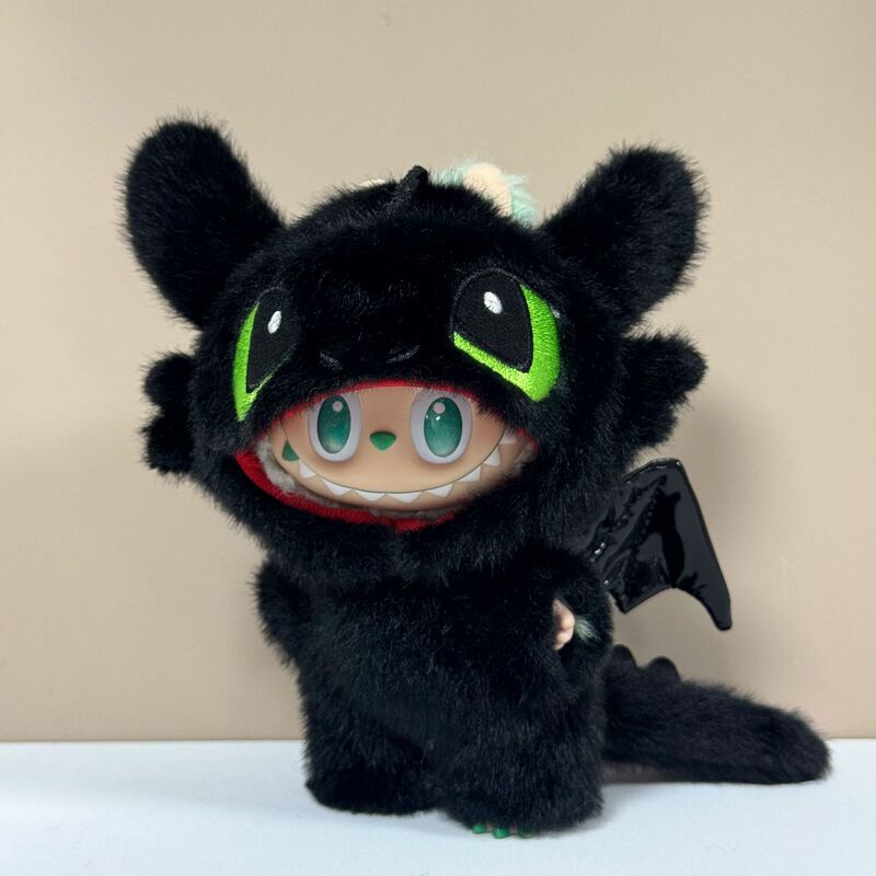 Labubu Doll Clothes for First, Second, and Third Generations, Labubu Vinyl Doll Accessories, Clothes, Macaron Black Toothless Doll for Use