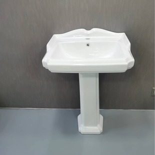 European Retro Style Classic Ceramic Basin Hotel Project B&B Wash Basin Floor-Standing Old Shanghai Classical Split Column Basin