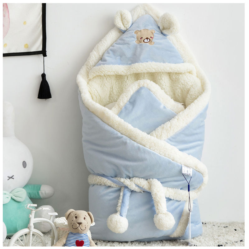 Baby Blanket Winter Thickened Newborn Baby Newborn Supplies Autumn and Winter Outing Cloak Anti-Jump Blanket
