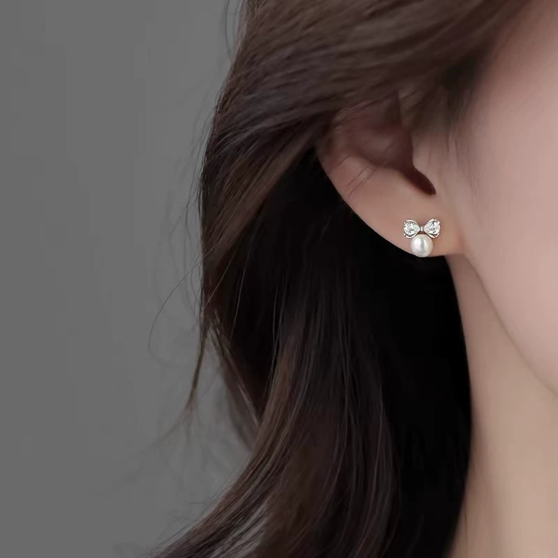 Серебряная игла с бантом, серьги из жемчуга, сумка, образец серебра 925, светская роскошь, стиль высокого качества