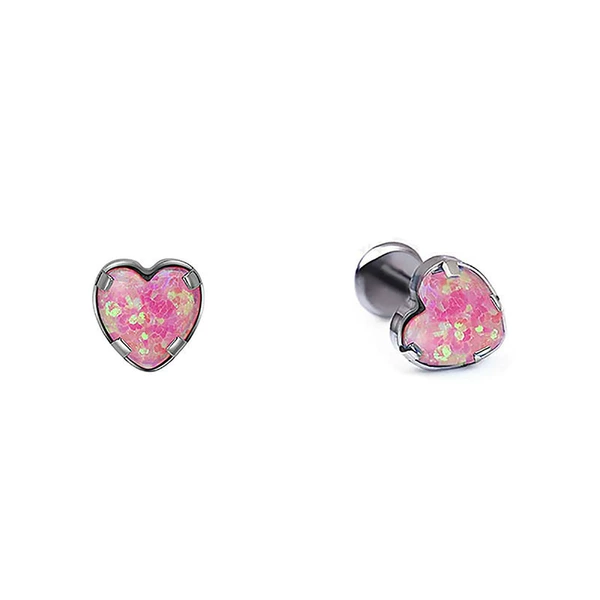 Titanium natural color + pink opal teeth (M0.9)