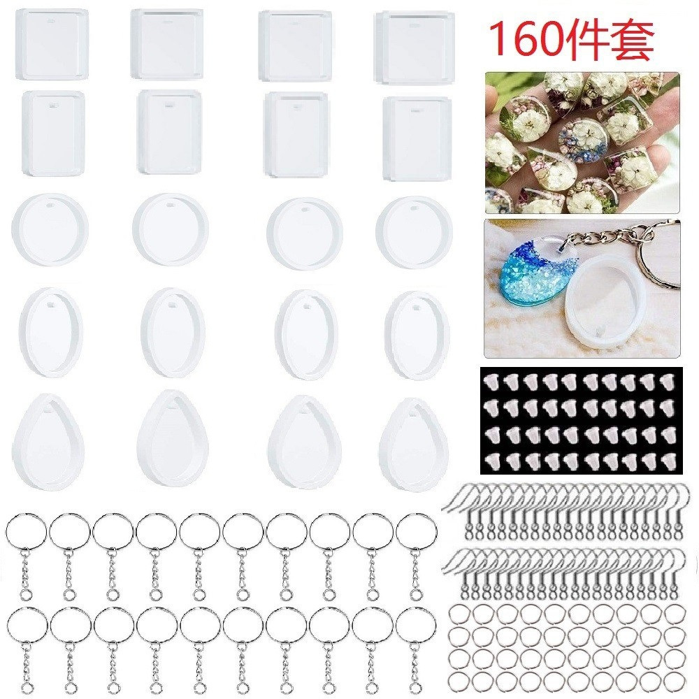 Colgante gota de agua redondo cuadrado oval espejo epoxi molde DIY llavero collar resina pendientes pequeño colgante