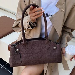 复古麂皮绒手提枕头包女2025秋冬新款时尚小众百搭通勤单肩腋下包