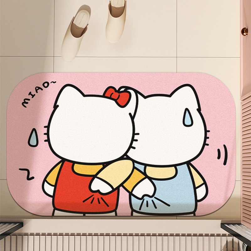 안녕하세요 고양이 두 개가 엉덩이를 꼬집고 가로 버전