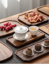 胡桃木杯垫茶盘家用实木托盘创意水果甜点餐碟盘长方形壶承干泡至