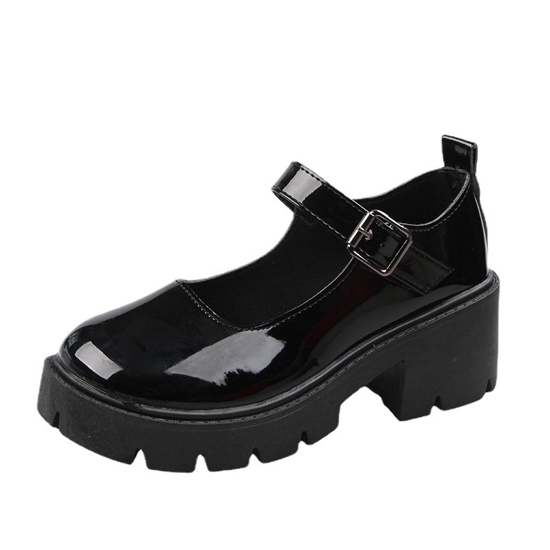 Zapatos de cuero pequeños marizhen blancos mujer otoño 2023 cosplay suela gruesa tacones gruesos zapatos individuales JK