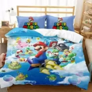 亚马逊床上用品来图制作数码印花外贸磨毛三件套马里奥