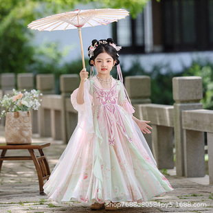 Girls' Han Dynasty Ancient Style Dress Little Girl Chinese Style Performance Dress Long Skirt Elegant Fairy Tang Suit Girl's Skirt