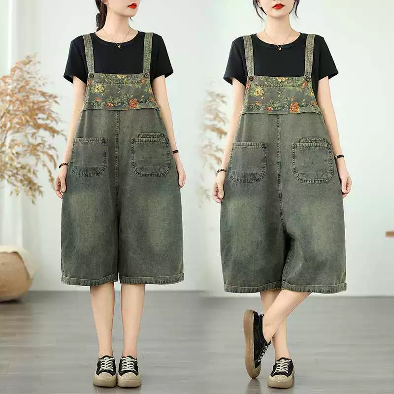 Summer denim overall, trousers, Korean style, plus size