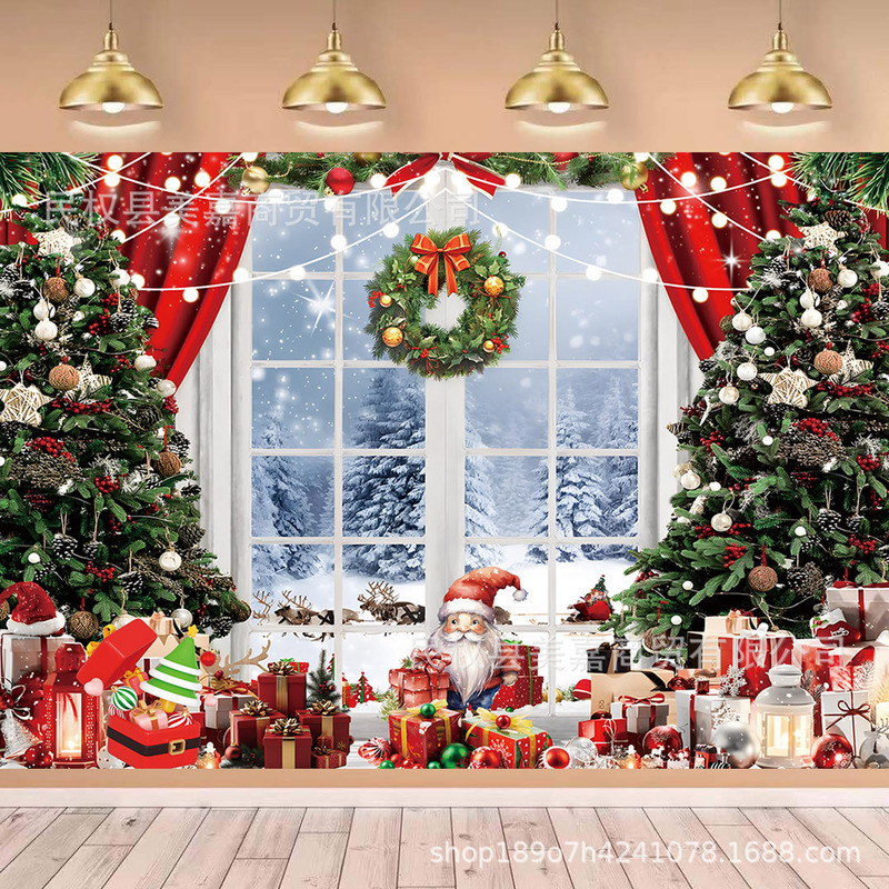 Cross-border Foreign Trade Christmas Window Snow Photography Background Cloth Indoor Home Decoration Scene Photography Decoration Supplies