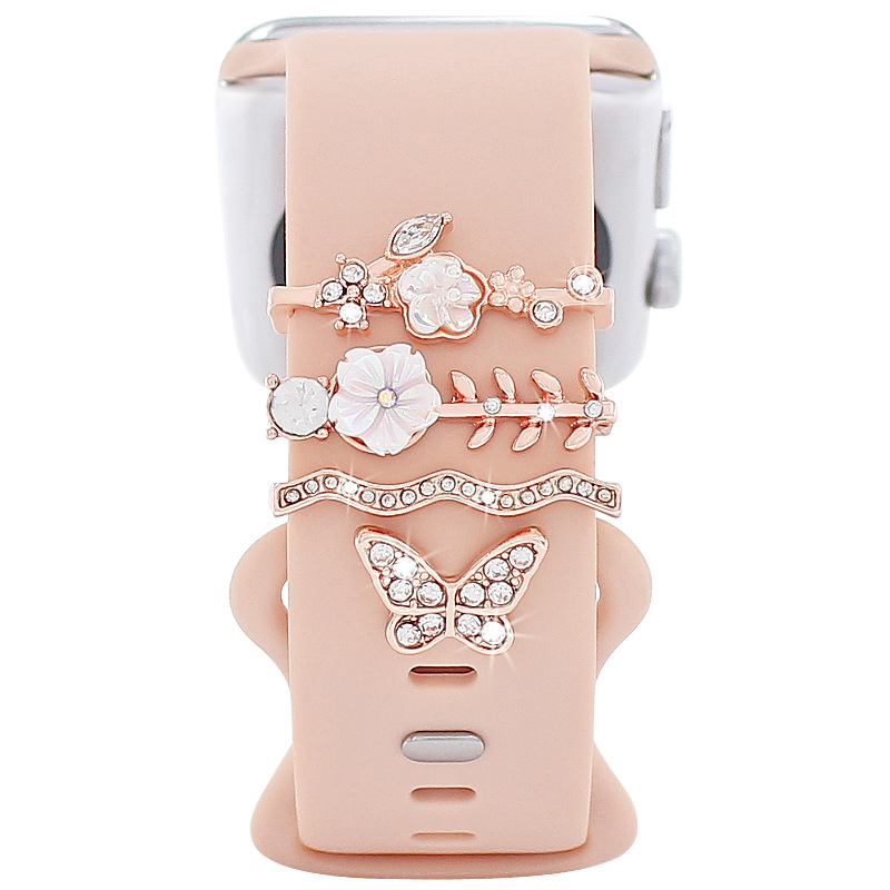 Flower, Butterfly Pattern Simple Style Flower Butterfly Metal   Watch Strap