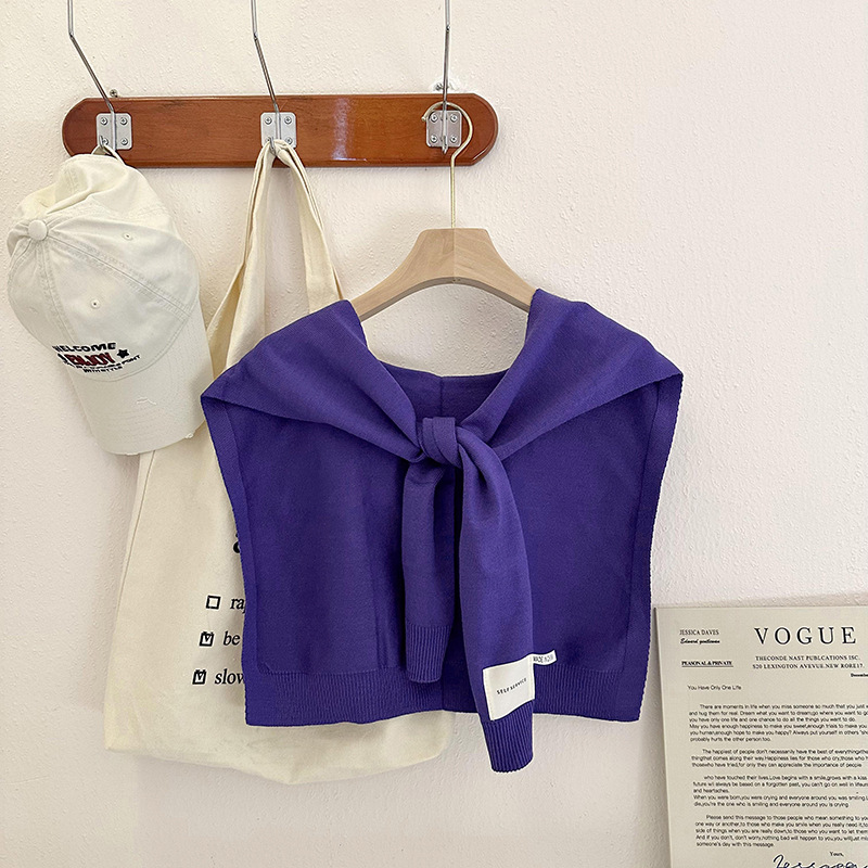 Nudo de chal para mujeres 2025 otoño invierno cuello falso aire acondicionado habitación de color sólido bufandas de hombro tejido fuera de la capa pequeña camisa hombro