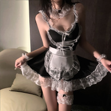 婉后女仆cos服性感女佣制服吊带睡裙连衣裙短裙免脱床上纯欲套装