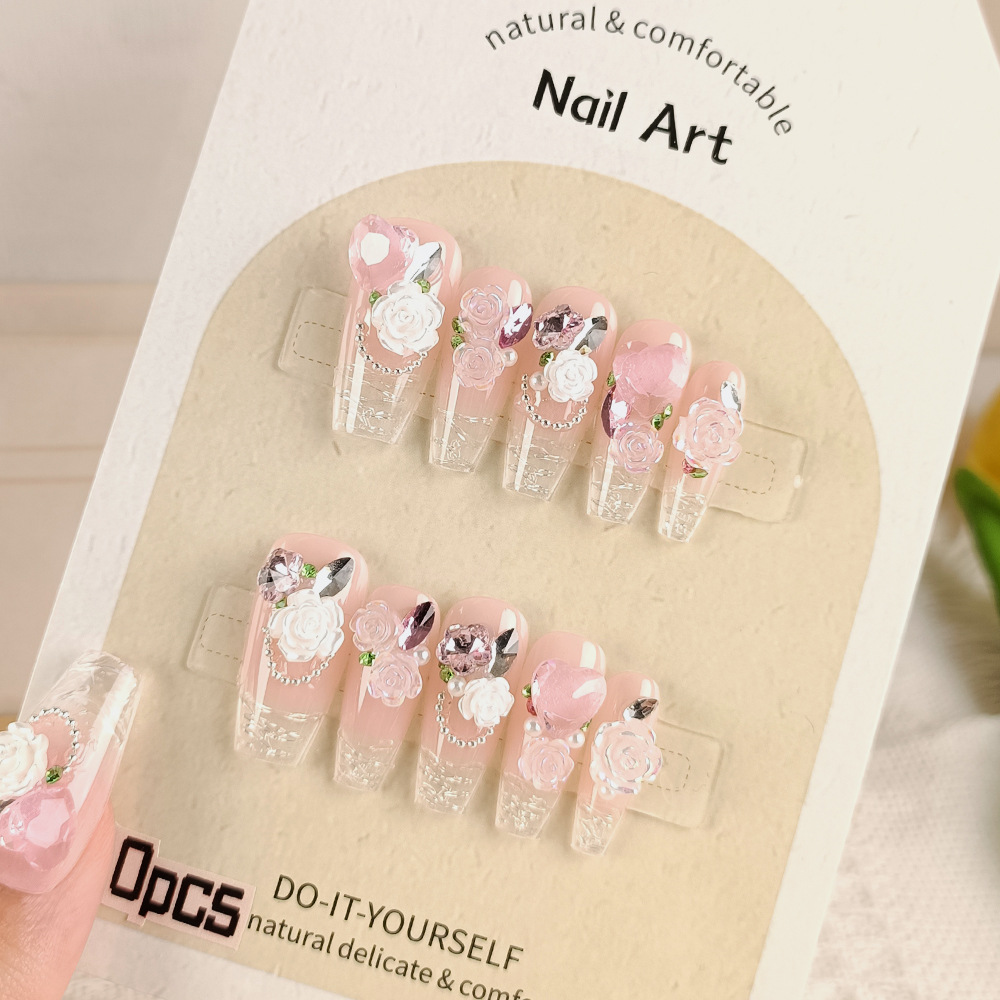 Inswind Advanced Phototherapy Hand Wear Uña Pure Rose Love Manicure Decimal Code 10 Pieces Uña Patches