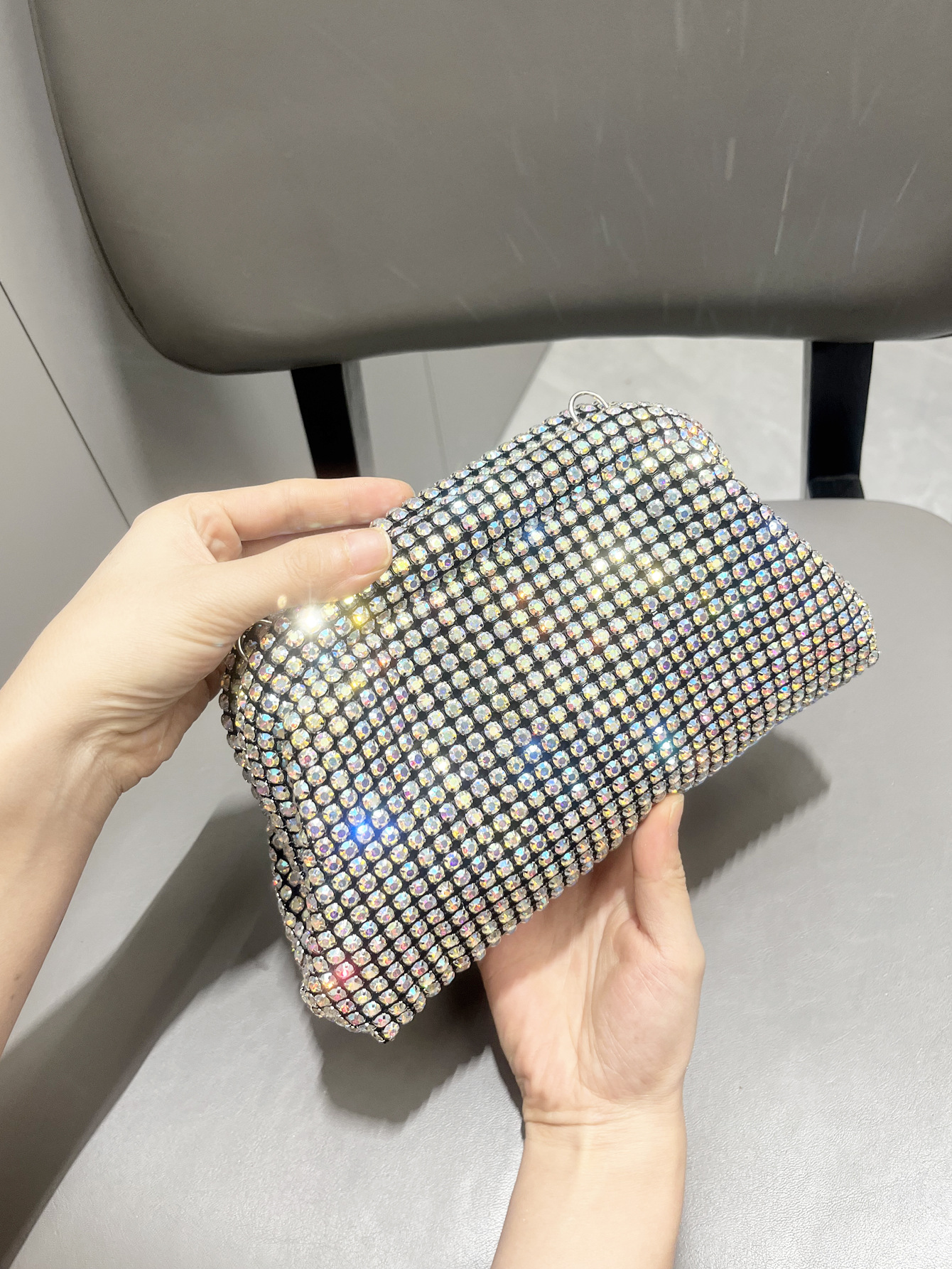 Solid Color Pattern All Seasons Season Silver Black Gold Rhinestone Solid Color Square Evening Bags